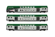 Trenord, 3-unit set of Vivalto coaches, Trenord livery, including 1 x driver's cab and 2 x interediate coaches, period VI
