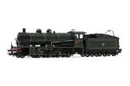 SNCF, locomotive à vapeur 140 C 362, avec tender 18 C 550, livrée noir/vertà filets jaunes et cercles de chaudière en laiton poli, ép. III