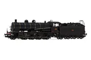 SNCF, locomotive à vapeur 140 C 38, avec tender 18 B 22 (Est), livrée noirà filets rouges et cercles de chaudière en laiton poli, ép. III