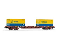RENFE, 4-axle 60 container wagon MMC, loaded with 2 x 20 container ”Renfe”, period IV