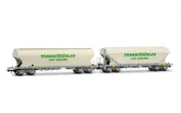 SNCF, coffret de 2 wagons-trémies céréaliers « Transcéréales – CAF Grains », avec parois plates + bombées, ép. IV-V