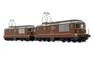BLS/SEZ, 2-tlg. Set Elektrolokomotiven Re 4/4 in brauner Lackierung, bestehend aus 1 x BLS 173 "Lötschental" und SEZ 177 "Zweisimmen", Ep. IV, mit DCC-Sounddecoder