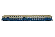 DR, 2-unit double decker coach with control cabin, blue/light grey livery, ep. IV