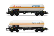 FS, 2-unit set of 4-axle gas tank wagons Zagkks, "ermewa Autogas" + "Autogas", with orange stripe, period V. Suitable AC wheelsets for this item: HC6102 (10,50 x 24,50 mm)