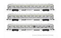 SNCF, 3-tlg. Set "Train Rapide", DEV Inox Reisezugwagen, 2 x A9 + 1 x A5 Cafeteria, Ep. III
