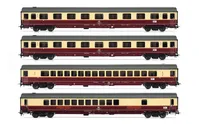 DB, set di 4 carrozze "TEE Rheingold", livrea beige/rossa, composto da 2 carrozze di 1a classe Avmz, 1 carrozza di 1a classe Apmz e 1 carrozza Club WGmh, ep. IV