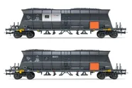 SNCF, 2-unit set of 4-axle hopper wagons for coal transport EF60, "EDF" livery with orange plate, period VI. Suitable AC wheelsets for this item: HC6100 (10,27 x 25,20 mm)