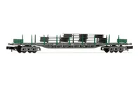 Arnold (N 1:160) RENFE, 4-axle flatwagon type Rgs, green/grey livery, loaded with steel slabs, period VI