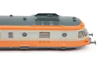 SNCF, diesel railcar RGP I with trailer in grey béton/orange livery "Alpazur", ep. IV