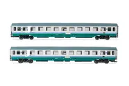 FS, 2-unit pack passenger coaches type UIC-Z renovated (progetto 901/300) in "XMPR"-livery, contains two 2nd class coaches, period VI