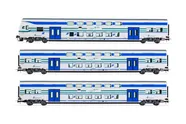 FS Trenitalia, 3-unit set of Vivalto coaches, "Vivalto" white livery with green/blue stripes, including 1 x driver's cab and 2 x intermediate coaches, period VI