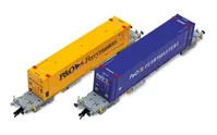 2-unit set of 4-axle container wagons, 2 x 45' container "P & O Ferrymasters" in blue and yellow livery, ep. VI