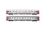 FS, 2-unit pack passenger coaches type UIC-Z renovated (progetto 901/300) in "Intercity Sun"-livery, contains one 2nd class (ex 1st class) coach and one 2nd class coach, period VI