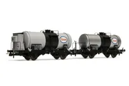 FS, 2-unit set of 2-axle tank wagons Mbe (1 without brakeman's cab, 1 with), 27 m3 tank, "Esso" logo, period III