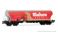 RENFE, 4-axle round sided cereal hopper wagon, "Mahou" livery