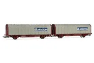 FS, 2-unit pack tarpaulin wagons "ARISTON" and "INDESIT"in grey livery, period V-VI
