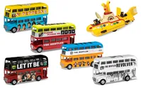 The Beatles - Set of 5 Album Cover London Bus models PLUS Yellow Submarine