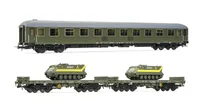 RENFE, 3-unit set, 12000 + 2x PMM (1 loaded with tank +1 without load), olive green "Military" livery, period V