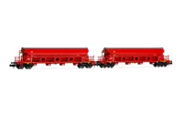 DB AG, 2-unit set 4-axle hopper wagons with sliding roof Tads, traffic red livery, period V-VI