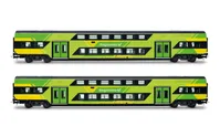 FS Trenitalia, 2-unit pack of Vivalto intermediate double-decker coaches, new "Regionale" livery, green/yellow