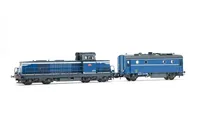 SNCF, locomotive diesel BB 66013, blanche/bleue + fourgon-chaudière 800 kg/h, SHmf 788, livrée bleu clair, avec décodeur sonore multiprotocole