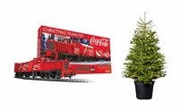 The Coca-Cola Christmas Train Set with Christmas tree