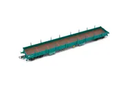 FS, 4-axle flat wagon Res, green livery, with handbrake, period V-VI