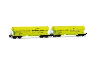 CZ-interfracht, 2-unit set of 4-axle silo wagons, neon green livery, ep. VI