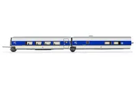 RENFE, 2-unit pack Talgo 200, 1st class + bar coach, white and blue livery with yellow stripe, ep. V
