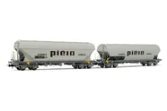 SNCF, 2-unit set of 4-axle hopper wagons with rounded and flat lateral side walls, "Piéto Lamballe" livery, period IV. Suitable AC wheelsets for this item: HC6100 (10,27 x 25,20 mm)