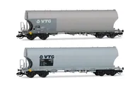 D-VTG, 2-unit pack cereal 4-axle hopper wagons, “VTG”, period VI