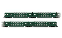 DR, 4-tlg. Doppelstockeinheit ohne Steuerabteil, in grüner Farbgebung mit grauem Dach, Ep. IV