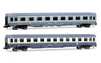 FS, 2-tlg. Set UIC-Z1-Wagen, bestehend aus 1.-Klasse-Wagen in grau/gelber Farbgebung + 2.-Klasse-Wagen in „Bandiera“ Farbgebung, Ep. V