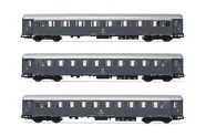 FS, 3-unit set of coaches, including 1 1st class Type 1946 Az13010 coach and 2 2nd class Type 1946 Bz33010 coaches, grey livery, period IV. Suitable AC wheelsets for this item: HC6102 (10,50 x 24,50 mm)