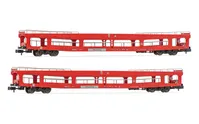 DB Autozug, 2-tlg. Set, Autotransportwagen DDm, in roter Lackierung, Ep. VI