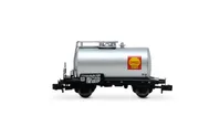 FS, 2-tlg. Set 2-achs. Kesselwagen „Shell" in silberner Farbgebung, Ep. III-IV