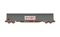 SNCF, 4-axle tarpaulin wagon Rils type, "EVIAN", grey livery