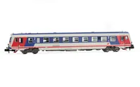 ÖBB, Dieseltriebwagen 5047 075-6 in grau/blau/roter Lackierung mit „Pflasch"-Logo, Ep. IV-V