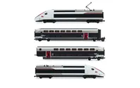 TGV Duplex Carmillon, 4-unit pack with loco, dummy loco and 2 end coaches, ep. VI, with DCC sound decoder