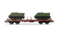 FS, set di 2 carri pianale a 4 assi composto da 1 carro Rgs caricato con 2 container da 20 piedi e 1 carro Rgmms caricato con 2 veicoli militari M113, ep. IV-V