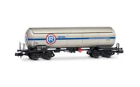 RENFE, 4-achs. Rohölkesselwagen PRR, „Repesa-Repsol”, weiß-orange Farbgebung