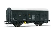 SNCF, 2-axle closed wagon G4, olive green livery, period IV-V. Suitable AC wheelsets for this item: HC6101 (11,27 x 24,25 mm)