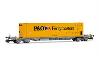2-unit set of 4-axle container wagons, 2 x 45' container "P & O Ferrymasters" in blue and yellow livery, ep. VI