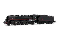 SNCF, Schlepptender-Dampflokomotive 141R 568 mit Speichen- und Boxpok-Rädern und genietetem Kohletender, schwarze Farbgebung mit roten Zierlinien, Ep. III, mit DCC-Sounddecoder