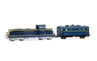 SNCF, diesel locomotive 040 DG-18 , yellow/blue livery + 800 kg/h heating van, SHmfp 568, deep blue livery, with Multiprotocol Sound Decoder