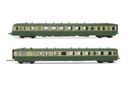 SNCF, autorail à 2 voitures RGP II X 2717 avec remorque XR 7710, livrée vert/beige avec logo d'origine, ép. III