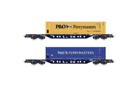 2-unit pack Container wagon, loaded with 45' containers "P&O Ferrymaster" (blue and yellow), ep. V-VI