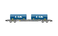 SNCF, 4-axle 60' container wagon Novatrans Sgss, grey, with 2 x 22' container "T.T.S.", ep. V