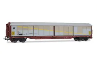 FS, 2-unit set of Habils closed wagons, in silver/brown livery with inclined and rounded FS logo, ep. V
