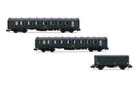 ALSA, 3-tlg. Zugpackung aus Wagen des Typs 6000, bestehend aus 1 x BB1, 1 x BB und 1 x DV in olivgrüner Farbgebung, Ep. VI